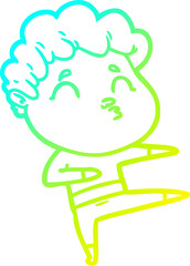cold gradient line drawing cartoon man pouting