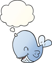 cartoon whale and thought bubble in smooth gradient style