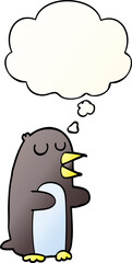 cartoon penguin and thought bubble in smooth gradient style