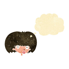 cartoon surprised woman with thought bubble