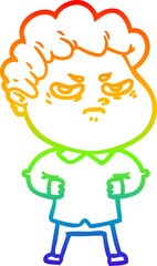 rainbow gradient line drawing cartoon angry man