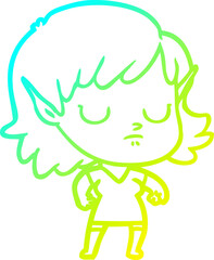 cold gradient line drawing cartoon elf girl