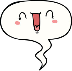 happy cartoon face and speech bubble