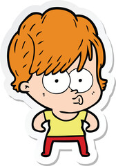 sticker of a cartoon woman
