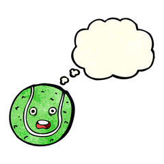 cartoon tennis ball with thought bubble