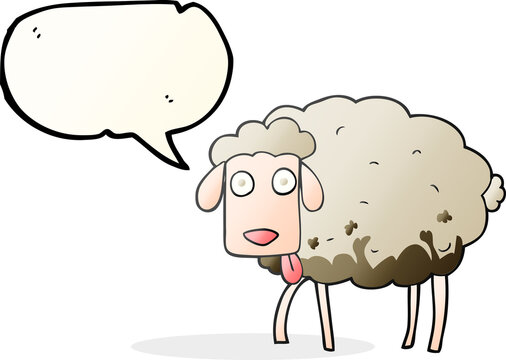 speech bubble cartoon muddy sheep
