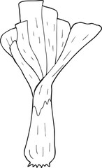 black and white cartoon leek