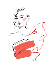 Fashion sketch vector illustration of woman