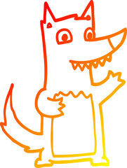 warm gradient line drawing cartoon wolf