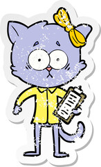 distressed sticker of a cartoon cat