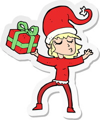sticker of a santas helper cartoon