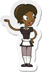 sticker of a cartoon woman in maid costume
