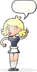 cartoon surprised maid with speech bubble