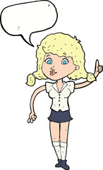 cartoon pretty woman with idea with speech bubble