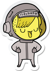 sticker of a cartoon astronaut woman