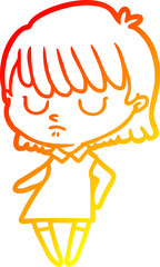 warm gradient line drawing cartoon woman