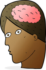 cartoon head with brain symbol