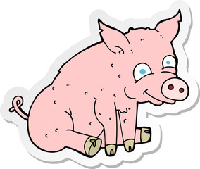 sticker of a cartoon happy pig