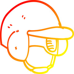 warm gradient line drawing cartoon baseball helmet