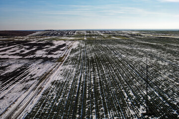 Widok na Ukraińskie pola zimą.