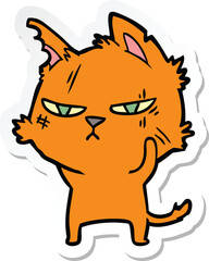 sticker of a tough cartoon cat