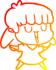 warm gradient line drawing cartoon woman