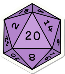 natural 20 D20 dice roll sticker