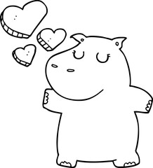 Obraz premium cartoon hippo in love
