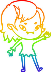 rainbow gradient line drawing cartoon friendly vampire girl