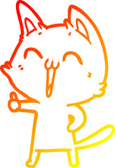 warm gradient line drawing happy cartoon cat