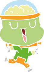 happy flat color style cartoon robot