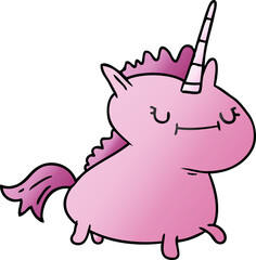 gradient cartoon doodle of a magical unicorn