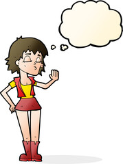 cartoon cool girl with thought bubble