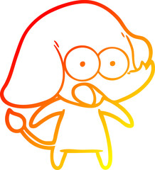 Naklejka premium warm gradient line drawing cute cartoon elephant