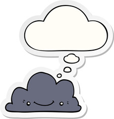 cute cartoon cloud and thought bubble as a printed sticker