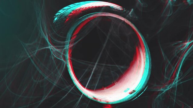 art video from photos old car wheels titanium rims long exposure video on dark background spinning motion simulation