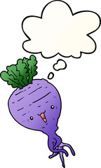 cartoon turnip and thought bubble in smooth gradient style