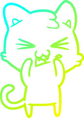 cold gradient line drawing cartoon cat