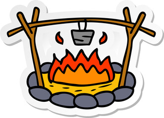 sticker cartoon doodle of a camp site