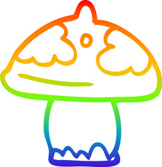 rainbow gradient line drawing cartoon mushroom