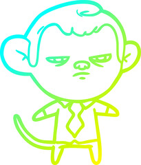 Fototapeta premium cold gradient line drawing cartoon monkey