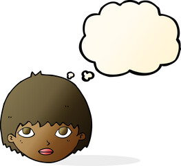 cartoon girl staring with thought bubble