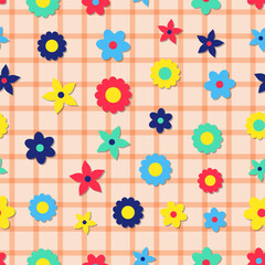 Trendy groovy seamless pattern for decorative design. Retro 60s 70s psychedelic design. Floral seamless pattern. Summer abstract floral textile vintage print. Hippie 60s, 70s style. Groovy background