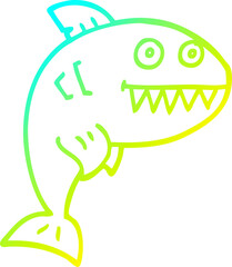 cold gradient line drawing cartoon deadly shark