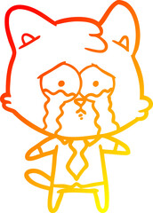 warm gradient line drawing cartoon cat