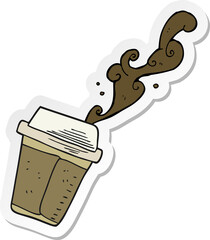 sticker of a cartoon coffee spilling