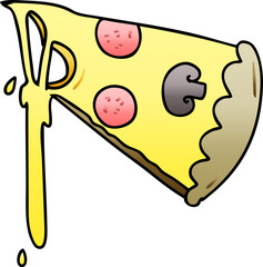 quirky gradient shaded cartoon slice of pizza
