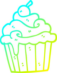 cold gradient line drawing cartoon cup cake