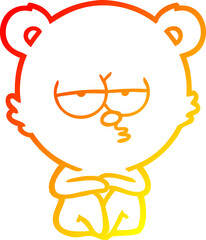 warm gradient line drawing bored polar bear sitting cartoon