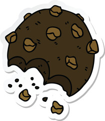 sticker of a quirky hand drawn cartoon cookie
